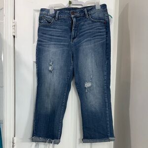 Women's Time and Tru Blu Distressed denim capris